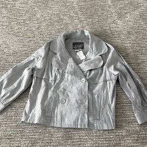 Pin stripe, blue/gray, and white casual blazer